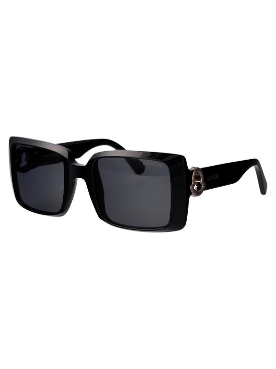 몽클레어 로고 템플 스퀘어 선글라스 ML0244 BLACK - MONCLER