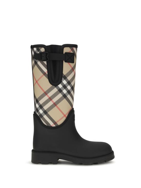 26FW 버버리 러버 마쉬 스탬프 하이 부츠 8111677 BLACK - BURBERRY