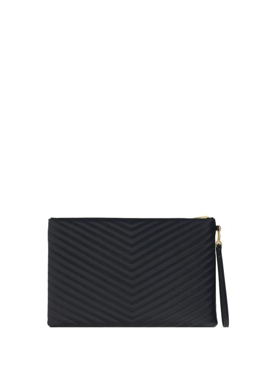 26SS 생로랑 마틀라세 레더 골드 모노그램 도큐먼트 홀더 440222CWU01 BLACK - SAINT LAURENT