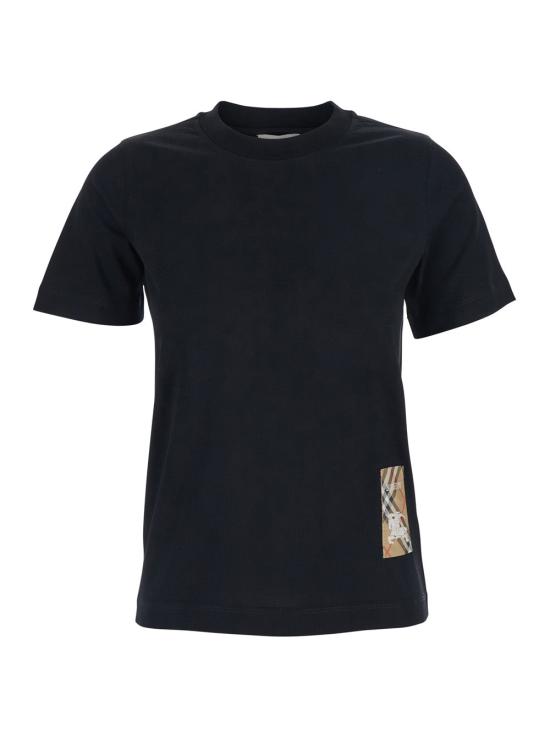 26SS 버버리 체크 라벨 코튼 티셔츠 8104883 BLACK