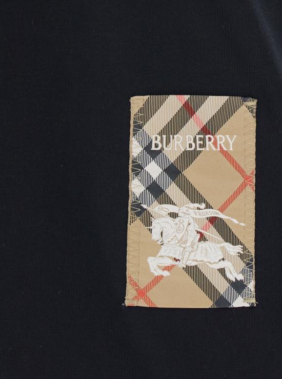 26SS 버버리 체크 라벨 코튼 티셔츠 8104883 BLACK - BURBERRY