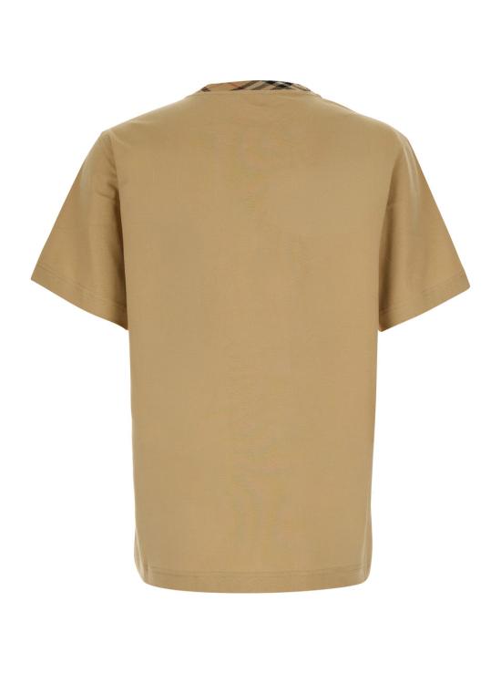 26FW 버버리 체크 트리밍 코튼 티셔츠 8125511 BEIGE - BURBERRY