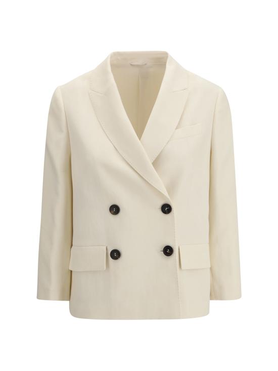  브루넬로 쿠치넬리 모닐리 비스코스 & 리넨 플루이드 트윌 블레이저 MH1267621 CREAM - BRUNELLO CUCINELLI