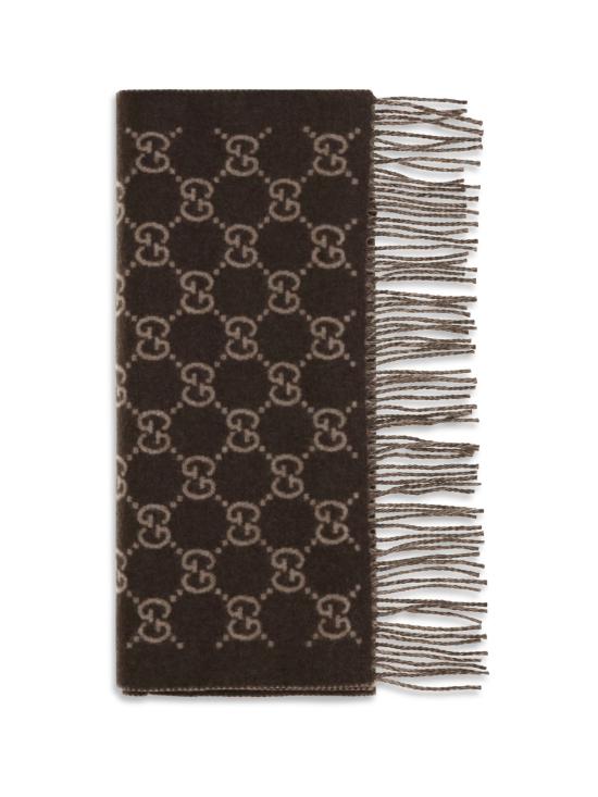 26FW 구찌 GG 캐시미어 스카프 8123174GABX BROWN - GUCCI