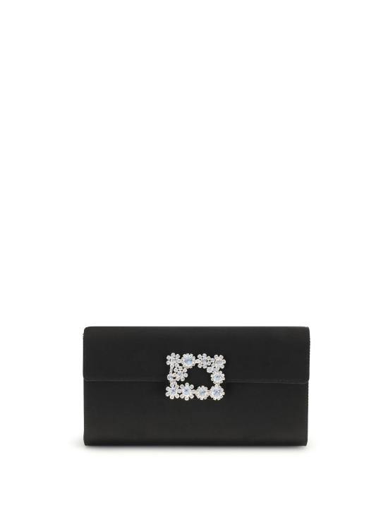 25FW 로저비비에 플라워 스트라스 버클 클러치 RBWAMFD0200RS0 BLACK - ROGER VIVIER