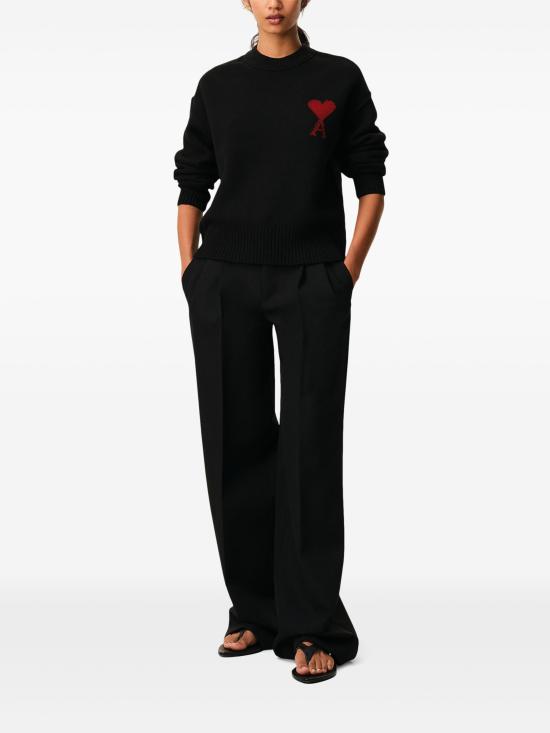 26FW 아미 빅 하트 울 크루넥 스웨터 UKS838U018 009 BLACK - AMI