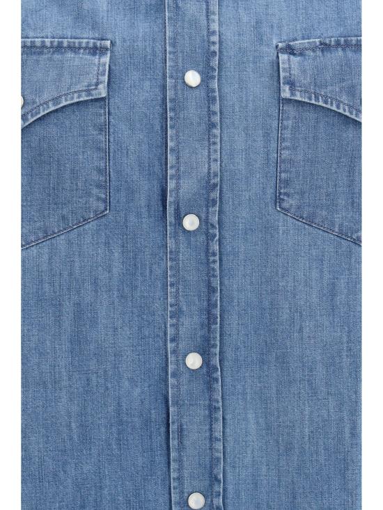 26FW 브루넬로 쿠치넬리 이지 핏 라이트웨이트 데님 셔츠 MH1924008 BLUE - BRUNELLO CUCINELLI