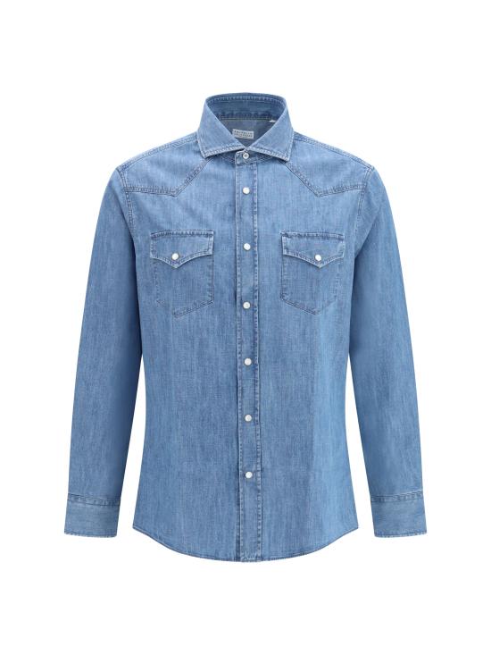 26FW 브루넬로 쿠치넬리 이지 핏 라이트웨이트 데님 셔츠 MH1924008 BLUE - BRUNELLO CUCINELLI