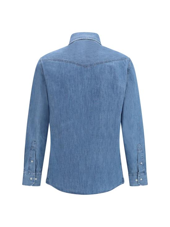 26FW 브루넬로 쿠치넬리 이지 핏 라이트웨이트 데님 셔츠 MH1924008 BLUE