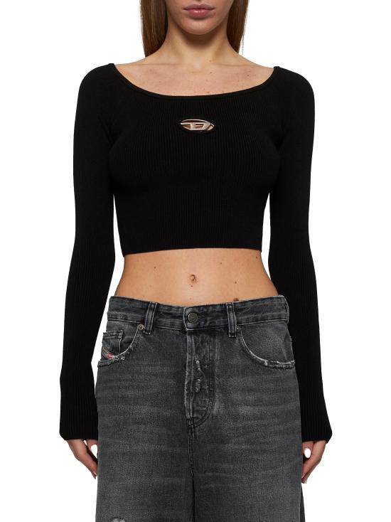 26SS 디젤 M 베라 립 니트 롱슬리브 오프 더 숄더 탑 A141890DLAX9XX BLACK - DIESEL