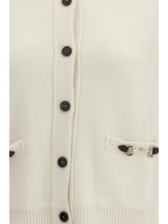 26SS 구찌 홀스빗 디테일 울 캐시미어 가디건 851977XKEVK WHITE - GUCCI