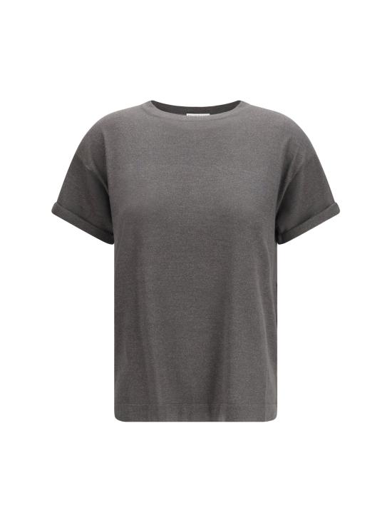 26SS 브루넬로 쿠치넬리 스파클링 캐시미어 실크 니트 티셔츠 M41810000 GRAY - BRUNELLO CUCINELLI