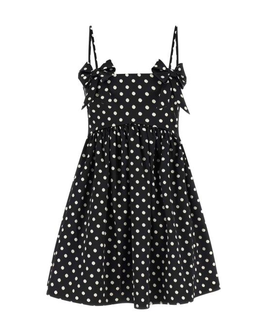 26SS 가니 폴카 도트 새틴 미니 드레스 A1030193 BLACK