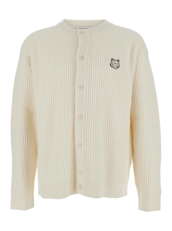 25FW 메종키츠네 폭스 헤드 울 립드 가디건 PM00508KT1149 BEIGE