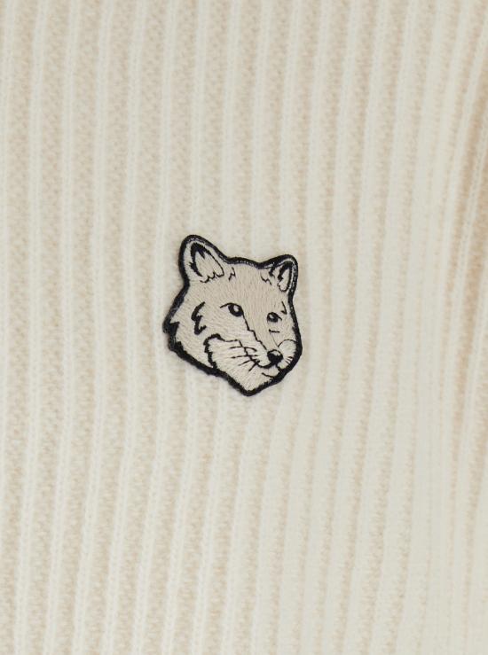 25FW 메종키츠네 폭스 헤드 울 립드 가디건 PM00508KT1149 BEIGE - MAISON KITSUNE