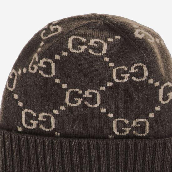 26FW 구찌 GG 캐시미어 자카드 비니 811392 BROWN - GUCCI