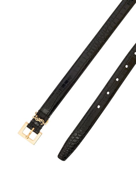  생로랑 카산드라 씬 스퀘어 버클 벨트 554465 BLACK - SAINT LAURENT