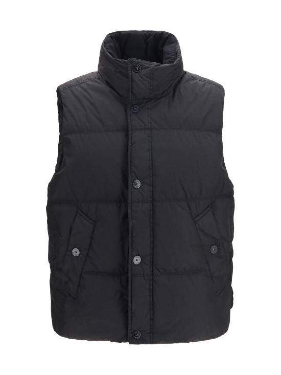 26FW 스톤 아일랜드 퀼팅 로고 패치 패딩 베스트 L2S15G100010S0A23 BLACK - STONE ISLAND