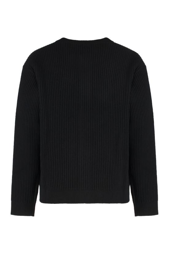 25FW 메종키츠네 폭스 헤드 울 립드 가디건 PM00508KT1149 BLACK - MAISON KITSUNE