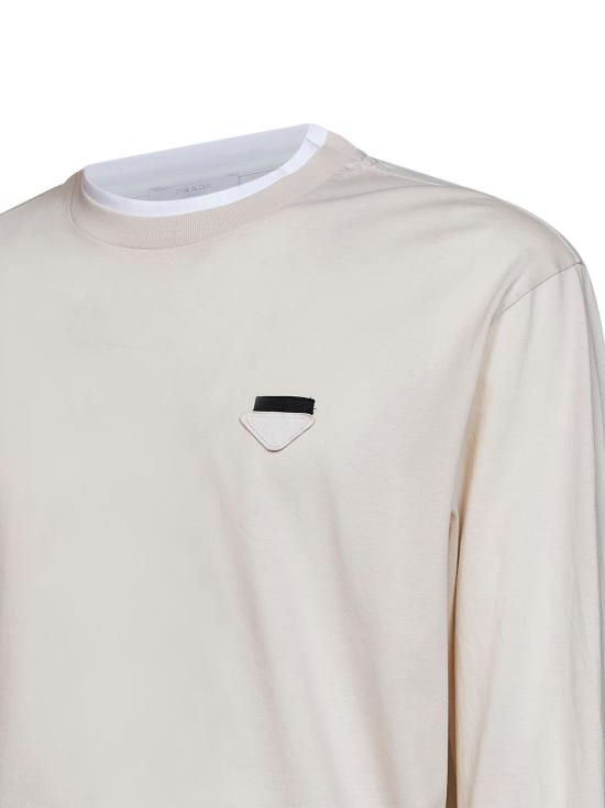 26FW 프라다 롱슬리브 코튼 저지 탑 롱슬리브 코튼 저지 탑 UJL73BWM111CDF0P40 BEIGE - PRADA