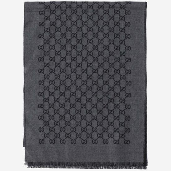 25FW 구찌 GG 자카드 울 머플러 391246 GRAY