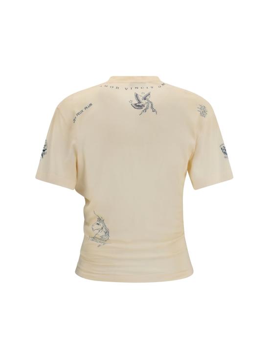 26FW 발렌시아가 잉크 아트워크 프린팅 쇼트 슬리브 티셔츠 A0016UTUVQ3 BEIGE - BALENCIAGA