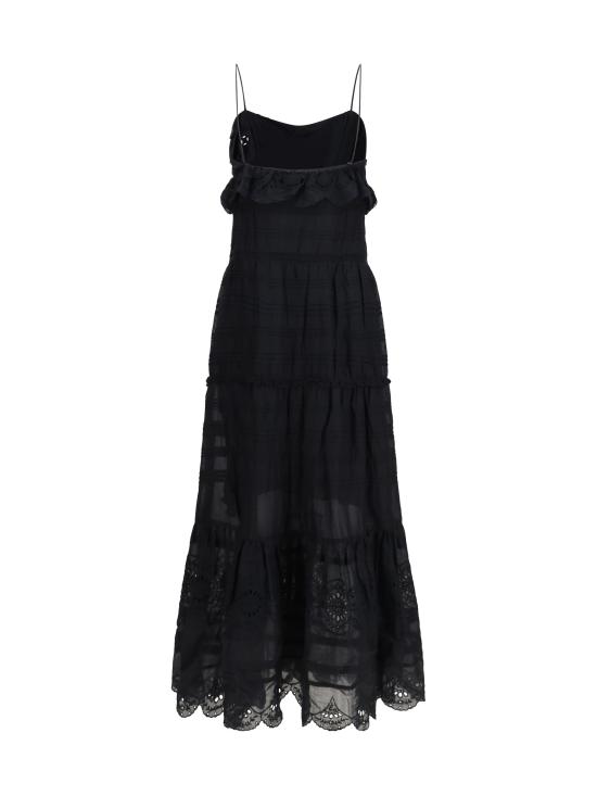 26SS 이자벨마랑에뚜왈 폴 롱 코튼 앤 플로럴 레이스 드레스 RO0951FAD1J05E BLACK - ISABEL MARANT ETOILE