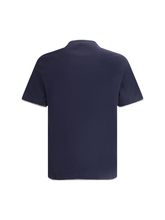26SS 브루넬로 쿠치넬리 자수 로고 티셔츠 M0B137427 NAVY