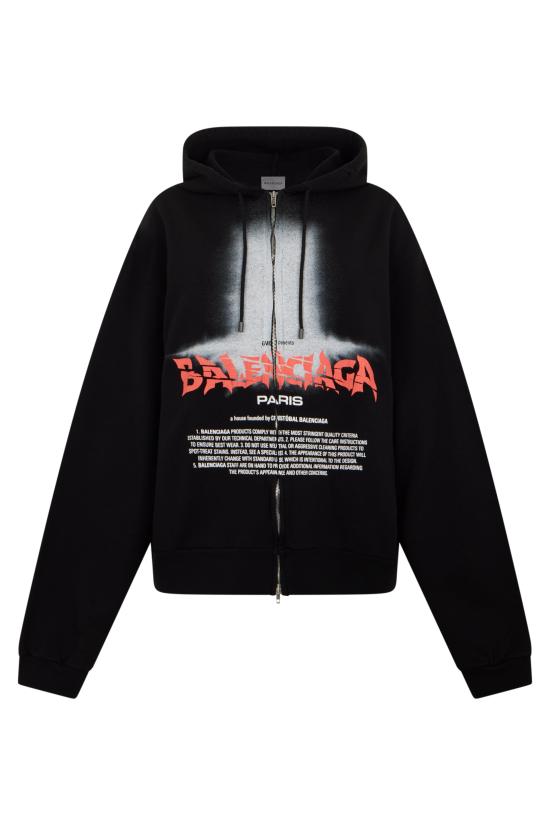 26FW 발렌시아가 후드 티셔츠 850338 BLACK
