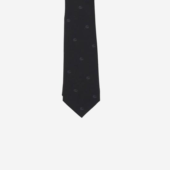 26FW 구찌 더블 G 실크 자카드 타이 874091 BLACK