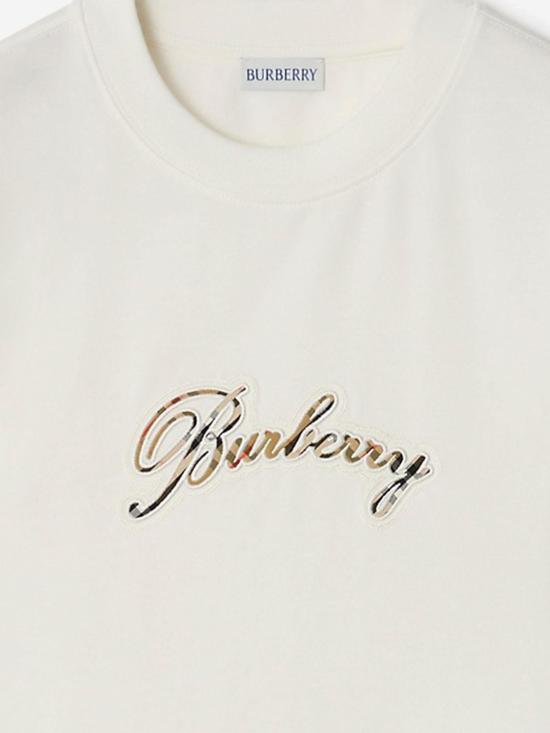 26SS 버버리 체크 커시브 로고 코튼 티셔츠 8118971 WHITE