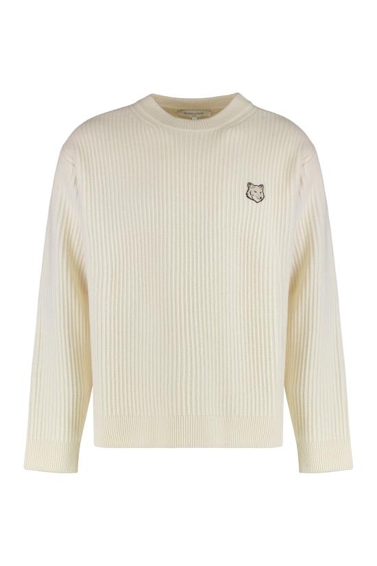 25FW 메종키츠네 폭스 헤드 울 립드 스웨터 PM00811KT1149 BEIGE