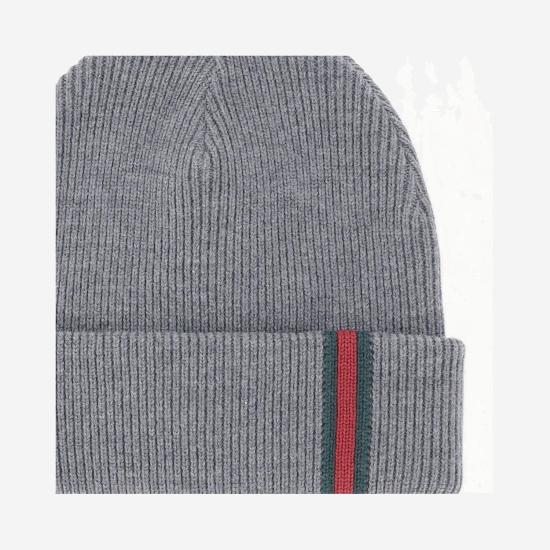 25FW 구찌 웹 디테일 울 비니 834192 GRAY - GUCCI