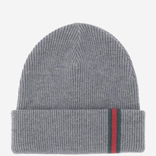 25FW 구찌 웹 디테일 울 비니 834192 GRAY