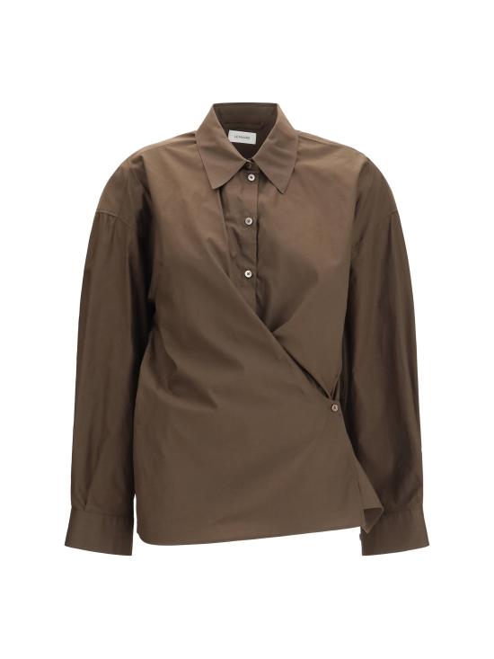 26FW 르메르 스트레이트 칼라 트위스트 셔츠 SH1141LF1500 BROWN - LEMAIRE