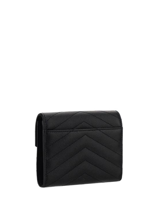 26FW 생로랑 텍스처드 퀼티드 레더 컴팩트 3단 모노그램 지갑 403943BOW01 BLACK - SAINT LAURENT