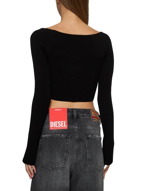 26SS 디젤 M 베라 립 니트 롱슬리브 오프 더 숄더 탑 A141890DLAX9XX BLACK - DIESEL