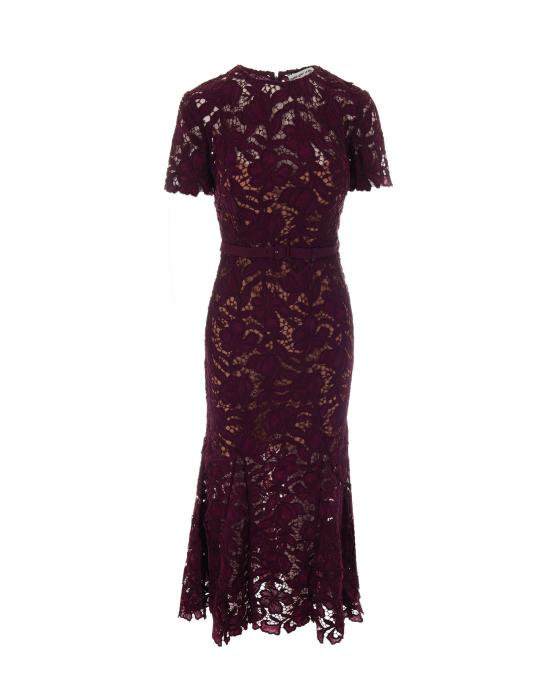 26FW 셀프 포트레이트 원피스 PF26107M BURGUNDY