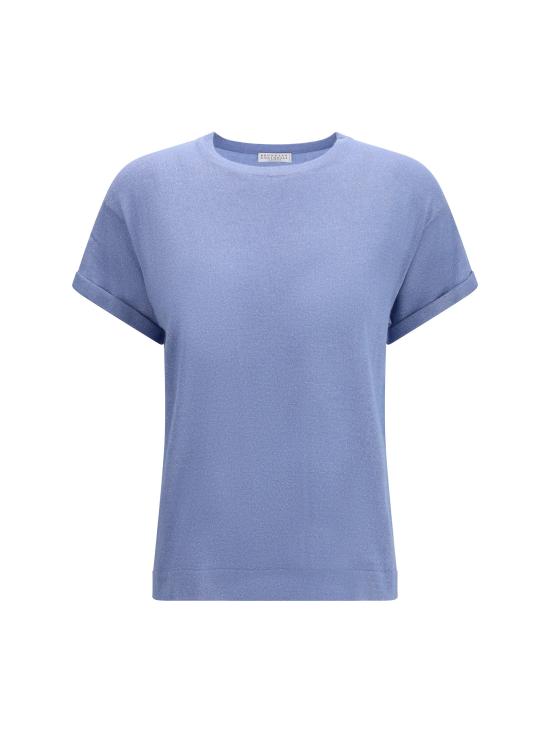 26SS 브루넬로 쿠치넬리 스파클링 캐시미어 실크 니트 티셔츠 M41810000 BLUE - BRUNELLO CUCINELLI