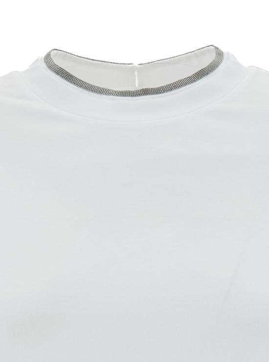 26SS 브루넬로 쿠치넬리 콘트라스트 트림 코튼 티셔츠 M0T18BD200 WHITE - BRUNELLO CUCINELLI