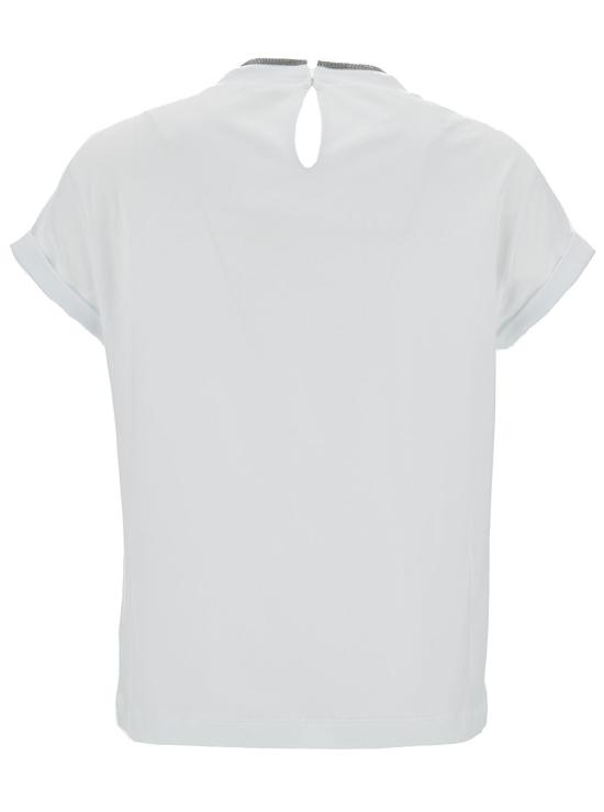 26SS 브루넬로 쿠치넬리 콘트라스트 트림 코튼 티셔츠 M0T18BD200 WHITE - BRUNELLO CUCINELLI