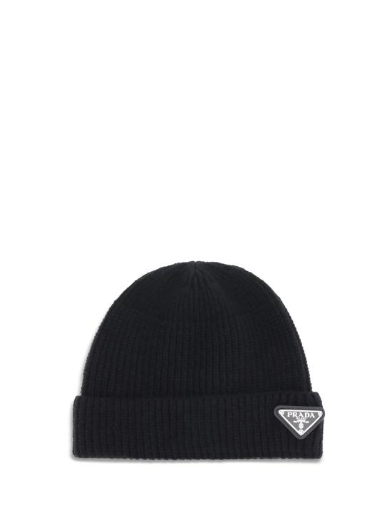 26FW 프라다 트라이앵글 로고 니트 비니 2HC4263IM BLACK - PRADA