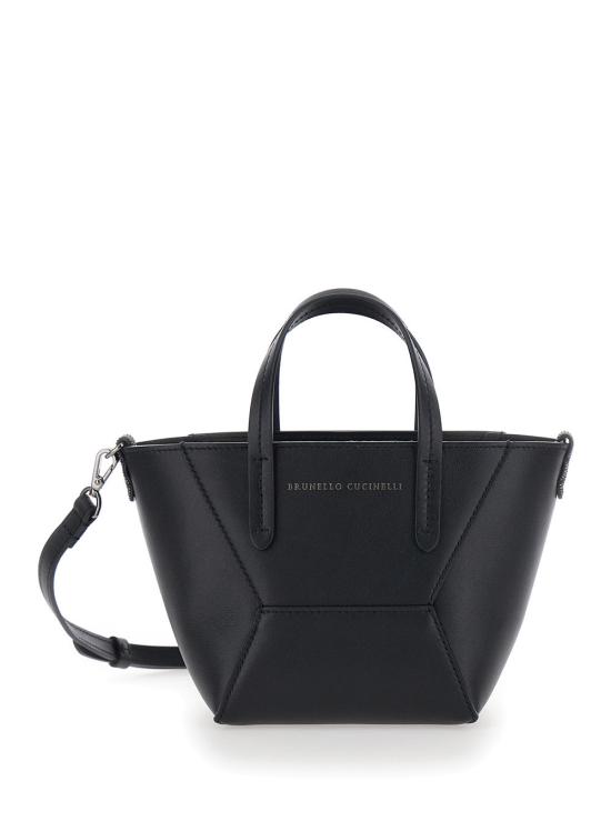 26FW 브루넬로 쿠치넬리 카프스킨 BC Duo 미니 백 모닐레 장식 MBXAD2675 BLACK