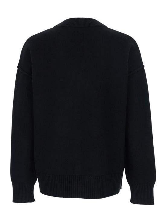 26SS 아미 하트 로고 인타르시아 V넥 가디건 UKC367 BLACK - AMI