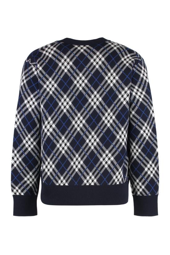 25FW 버버리 체크 울 블렌드 가디건 8111383 NAVY - BURBERRY