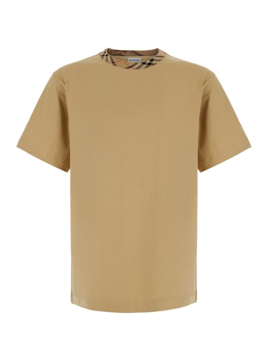 26FW 버버리 체크 트리밍 코튼 티셔츠 8125511 BEIGE