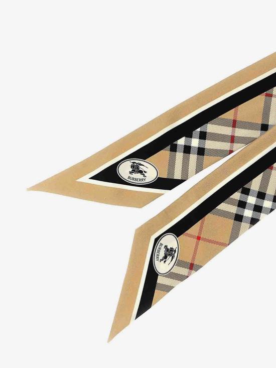 버버리 스키니 체크 나이트 스탬프 실크 스카프 8114238 BEIGE - BURBERRY