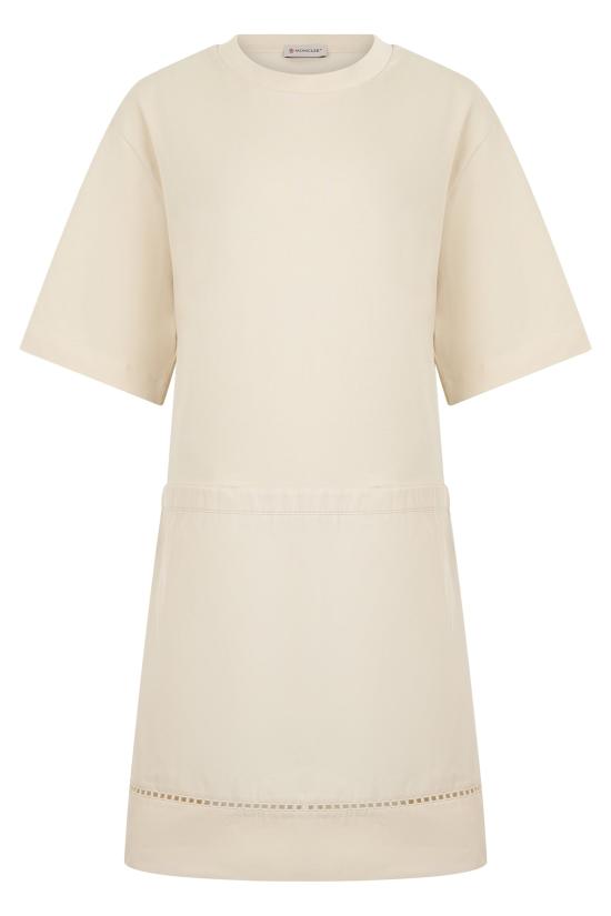 26SS 몽클레어 코튼 블렌드 미니 티셔츠 드레스 L10938I00003 BEIGE