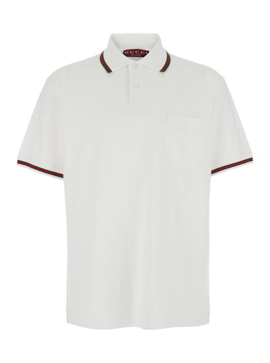 26SS 구찌 자수 스트레치 코튼 폴로 셔츠 795174 WHITE