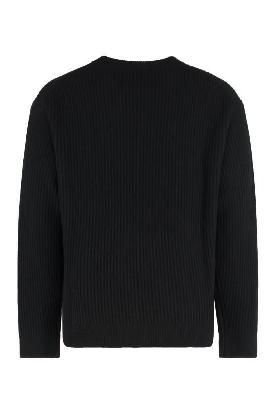 25FW 메종키츠네 폭스 헤드 울 립드 스웨터 PM00811KT1149 BLACK - MAISON KITSUNE